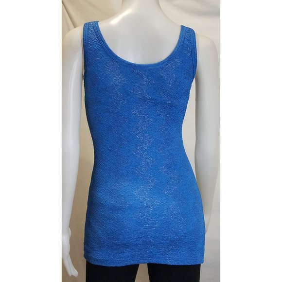 BKE Women's Small Tank Stretchy Blue Zig-Zag - Picture 2 of 10